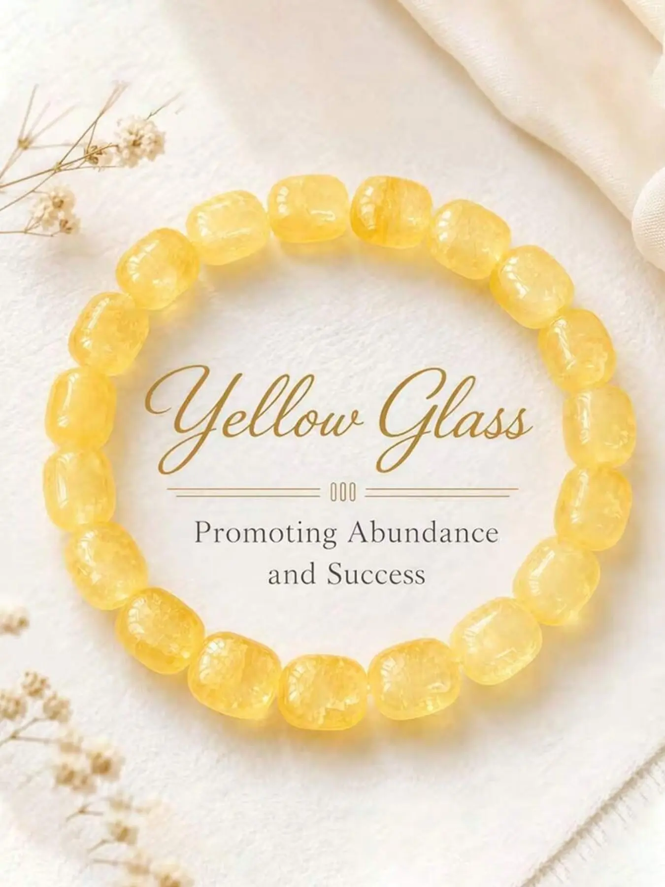 1pc Yellow Glass Bracelet, Wealth-Attracting Bracelet, Unisex, Suitable For Daily Wear, All-Season Accessory, Great Gift