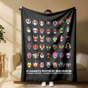 Kamen Rider Theme Flannel Blanket, Soft Skin-Friendly Fabric, Warm Cozy for Sofa Bed Office, All-Season Low Allergens Easy Care, Soft Fleece Blanket