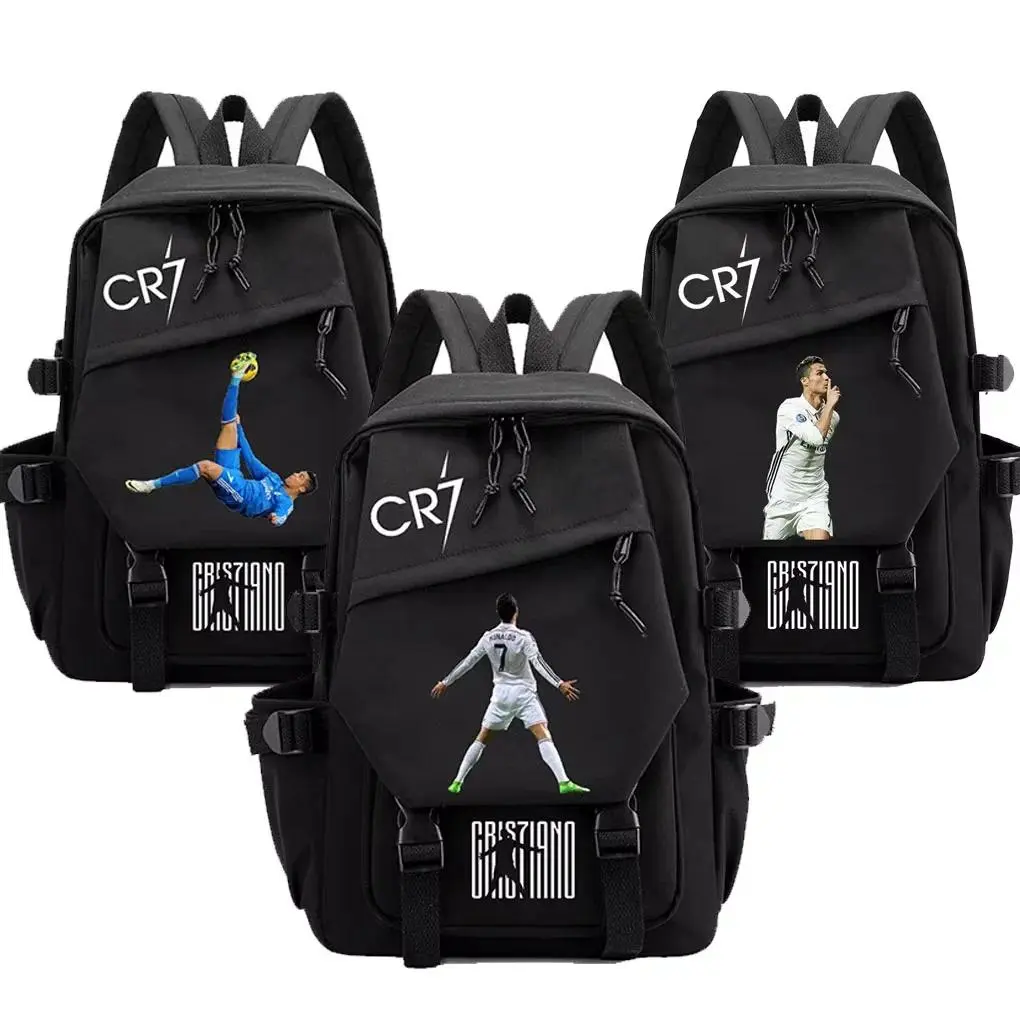 Football CR7 Waterproof Solid Color Simple Men's Women's Backpack Fashion Couple Student Computer School Bag