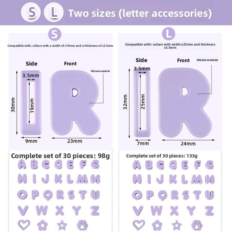 Silicone Dog Collar Pet Name DIY 26 Letters Cartoon Silicone Beads Cat Pet Collar