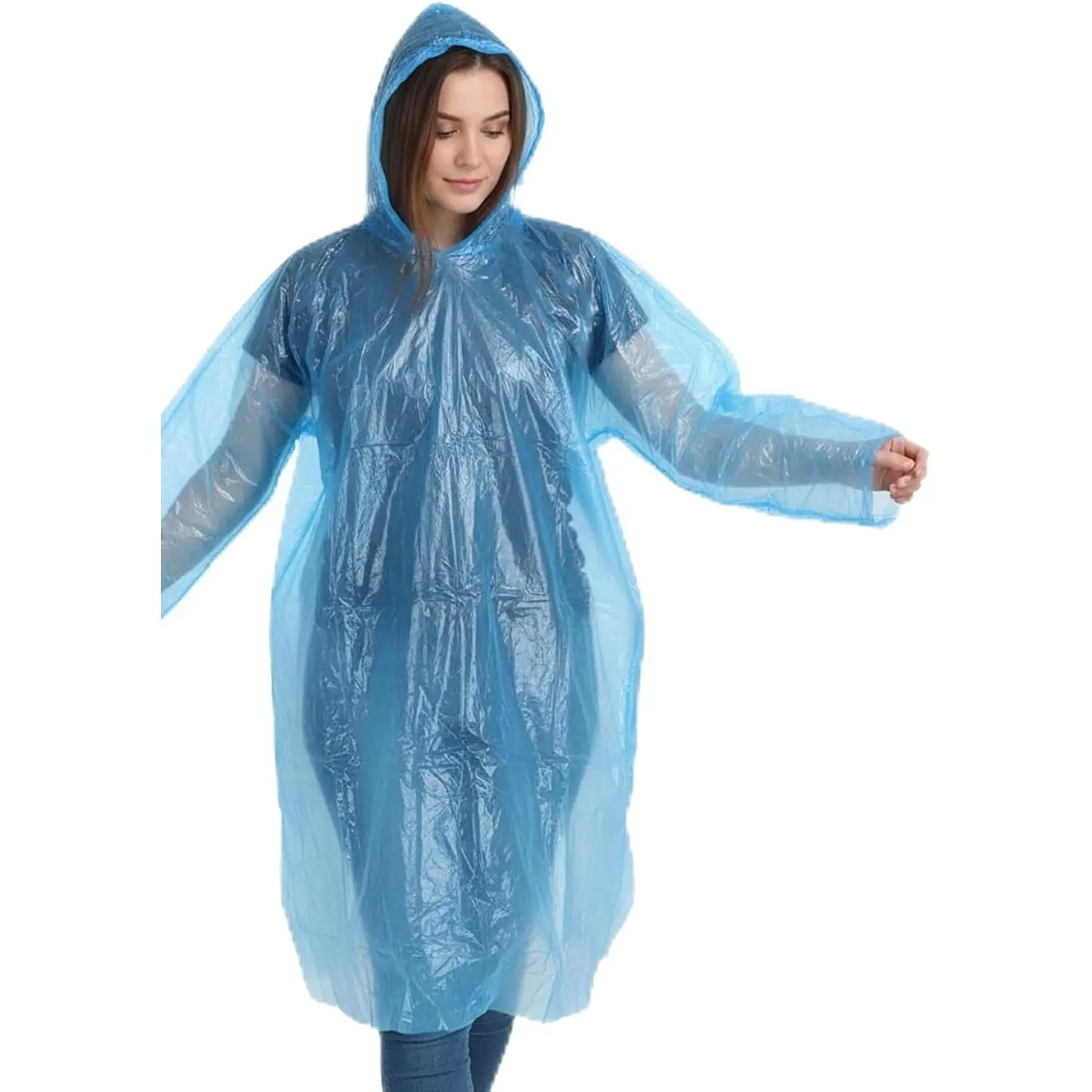10 Pack Clear Rain Ponchos for Adults Disposable Clear Extra Long Emergency Poncho with Hood Ponchos Unisex Waterproof Raincoat for Outdoor Activities, Camping, Concerts Essentials, Random Colors