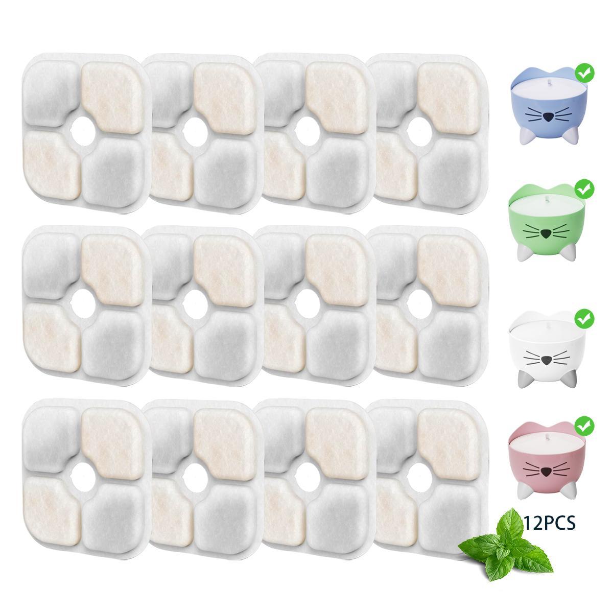 Cat Water Fountain Filter, 12pcs/set Pet Water Fountain Replacement Filter, Compatible with A Variety Of Pet Water Fountains