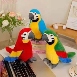 24cm/9.45in Macaw Parrot Plush Toy, Realistic Stuffed Bird Doll, Colorful Red Blue Green Yellow Parrot Plushie, Soft Animal Plush for Kids Educational Learning Toy, Tropical Bird Collectible, Desk Decor, Bedroom Decoration, Birthday Christmas Holiday Gift