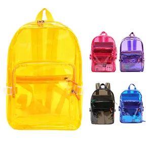 Transparent PVC backpack, large-capacity waterproof clear backpack, stylish jelly-style backpack, lightweight and casual travel bag; suitable for concerts, sporting events, work, and travel