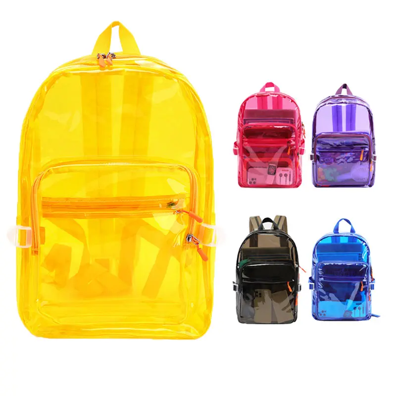 Transparent PVC backpack, large-capacity waterproof clear backpack, stylish jelly-style backpack, lightweight and casual travel bag; suitable for concerts, sporting events, work, and travel