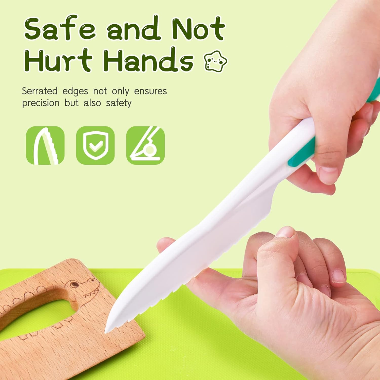 13-piece child-safe knife set, Miniature cooking set, Suitable for real cooking, kid-friendly plastic chef tools for toddlers, bright colors, great gifts for kids, Play Kitchen Accessories