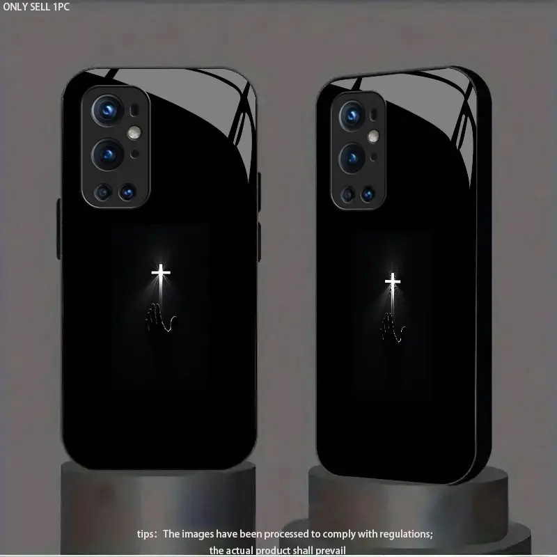 devout cross pattern design suitable for Oneplus 7/8/9/11/12/10 Pro/10R/10T/6T/7 Pro/7T/7T Pro/8 Pro/8T/9 Pro/Ace 2/Ace 3 Hard Case glass texture Simple design new styles Phone Case