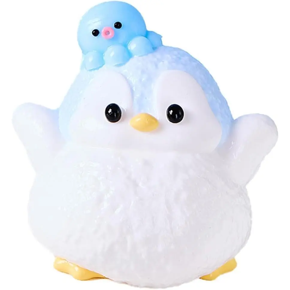 Taba Kawaii Blue Penguin Stress Relief Toy - Soft Silicone Unisex Fidget Sensory Animal Toy, Oddly Satisfying Gift for Ages 12+, Adults, Ideal for Comics Enthusiasts