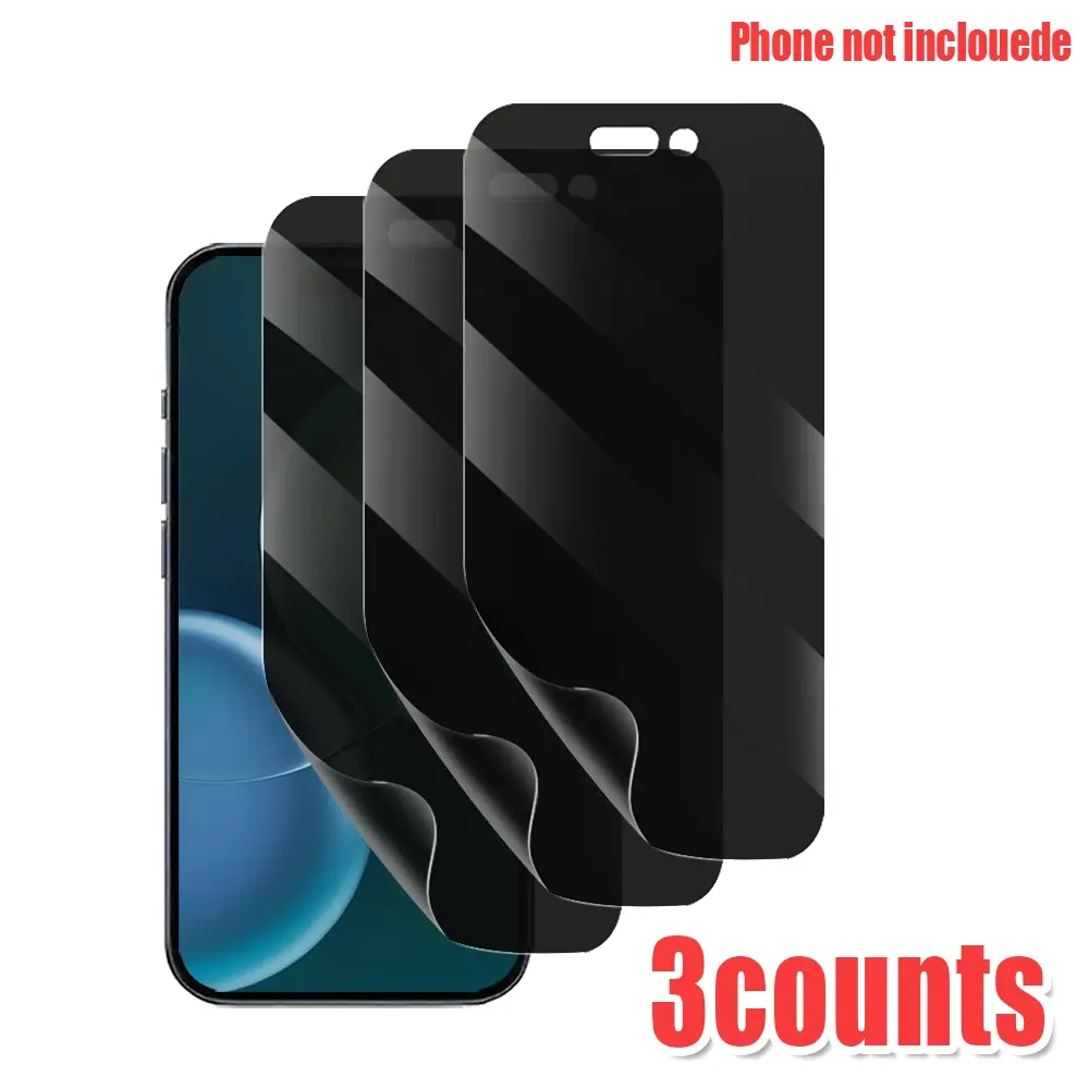 3Pcs Privacy Hydrogel Screen Protector Compatible with iPhone 16/16 Plus/16 Pro/16 Pro Max, Anti-Peep Shield, High Scratch Resistance, Bare-Screen Touch Feel, Phone Screen Protectors