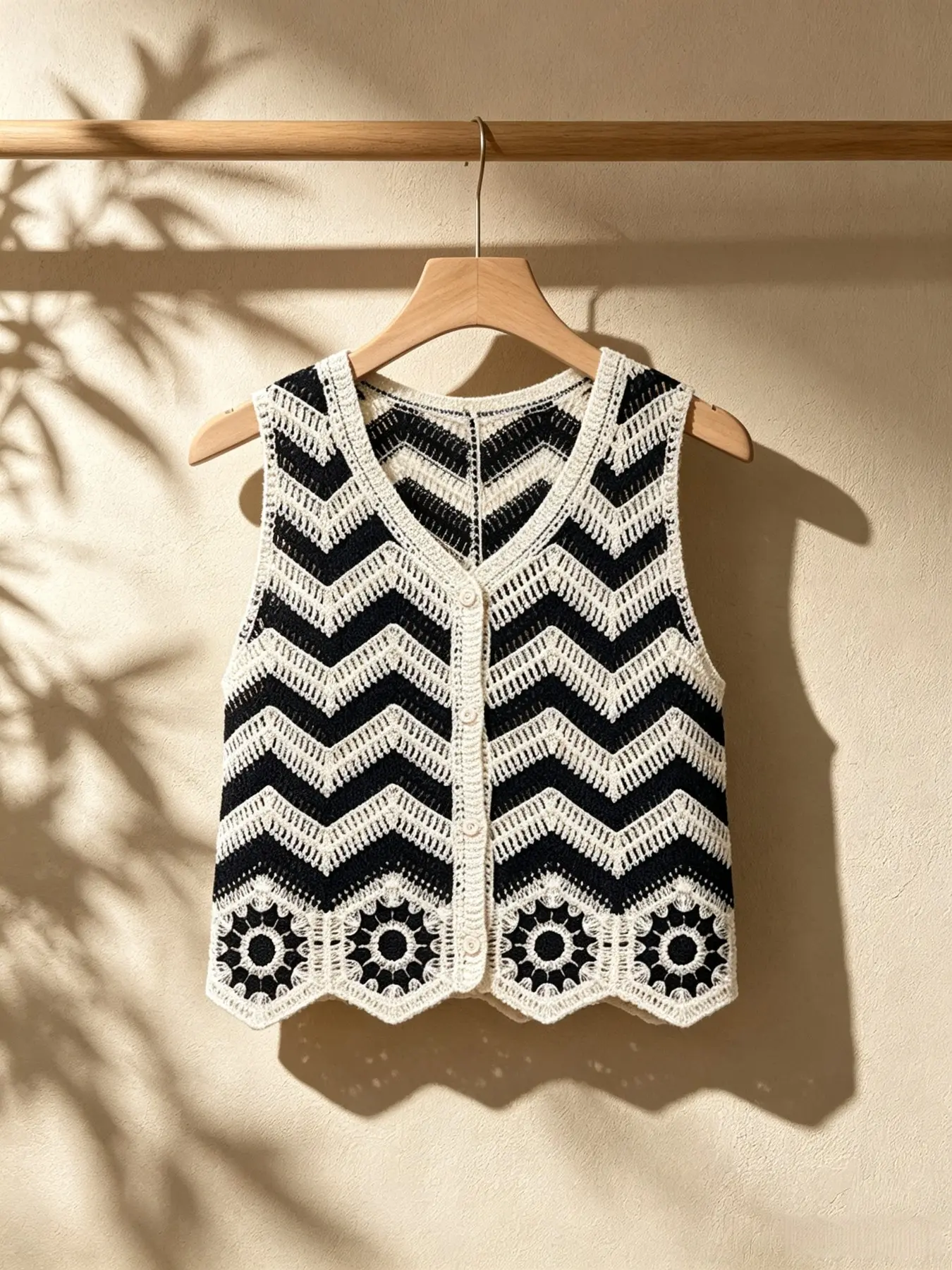 Women's Summer Hollow Out Geometric Floral Pattern Sleeveless Sweater, Handmade Crochet Knitted Vest, Casual Style for Daily Wear
