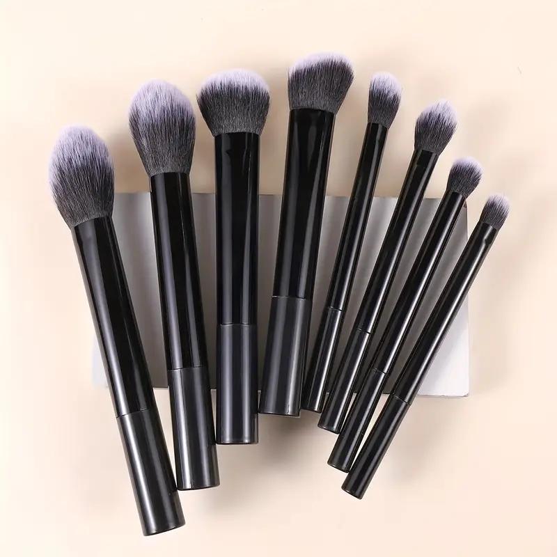 8-Piece Portable Makeup Brush Set, Includes Foundation, Blush, Concealer, Eyeshadow & Highlight Brushes, Ideal for Light Skin Tone