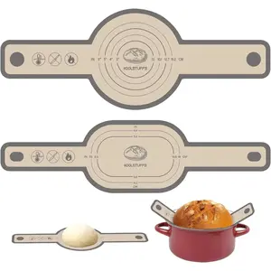 Silicone Bread Sling Oval and Round, 2 PCS Nonstick＆Reusable Bread Baking Mats, Easy-To-Clean Dutch Oven Liners, Sourdough Bread Baking Supplies