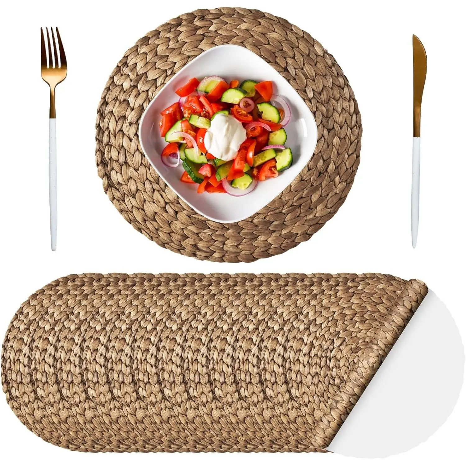 100 Pack Disposable Woven Paper Placemats Bulk, 13 Inch Paper Charger Place Mats for Dinner Wedding Birthday Baby Shower Spring Dining Tableware