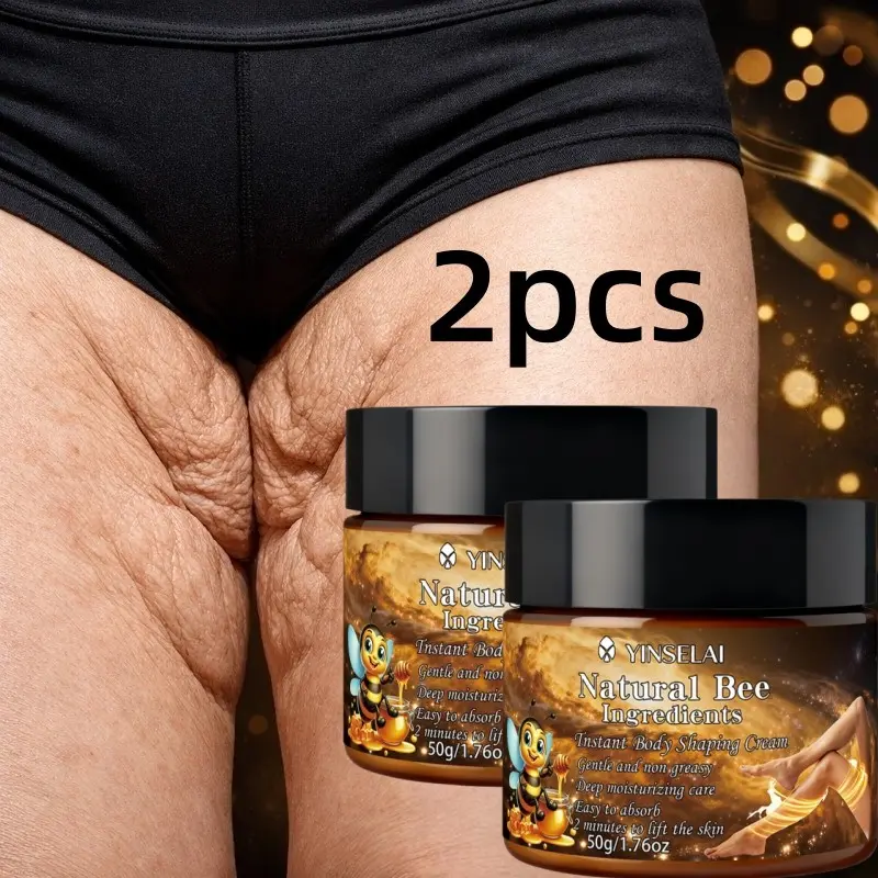 2pcs Natural Bee Body Shaping Cream, Leg Firming Lotion, Skin Elasticity Boosting Cream, Smooth Leg Skin Moisturizer, Deep Hydrating Body Butter, Fast Absorb Non-Greasy Leg Care Balm, Daily Body Tightening Skin Care, Soft Silky Leg Moisturizing Cream