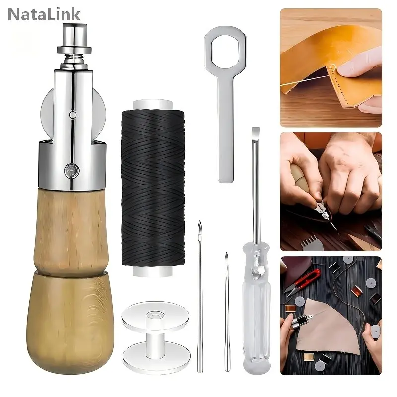 6pcs Professional Lockstitch Sewing Kit, High-Quality DIY Craft Tools, Includes Various Needles, Easy to Use, Precise Sewing for Furniture & Leather Repair