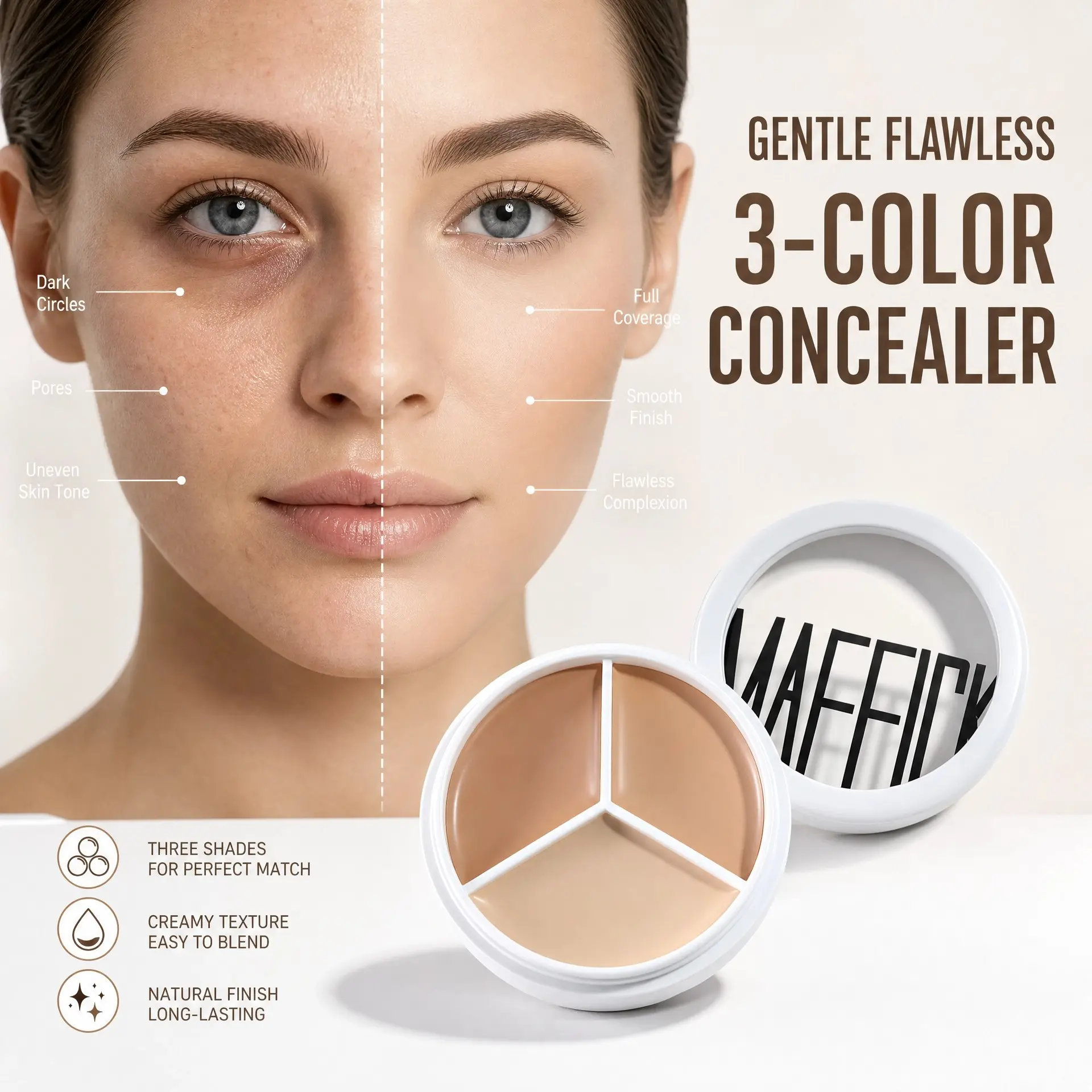 Affordable high‑coverage three‑color concealer palette precisely blemish correction one palette for full face concealing non‑heavy non‑caking natural three‑dimensional effect for daily commuting must‑have for beginners
