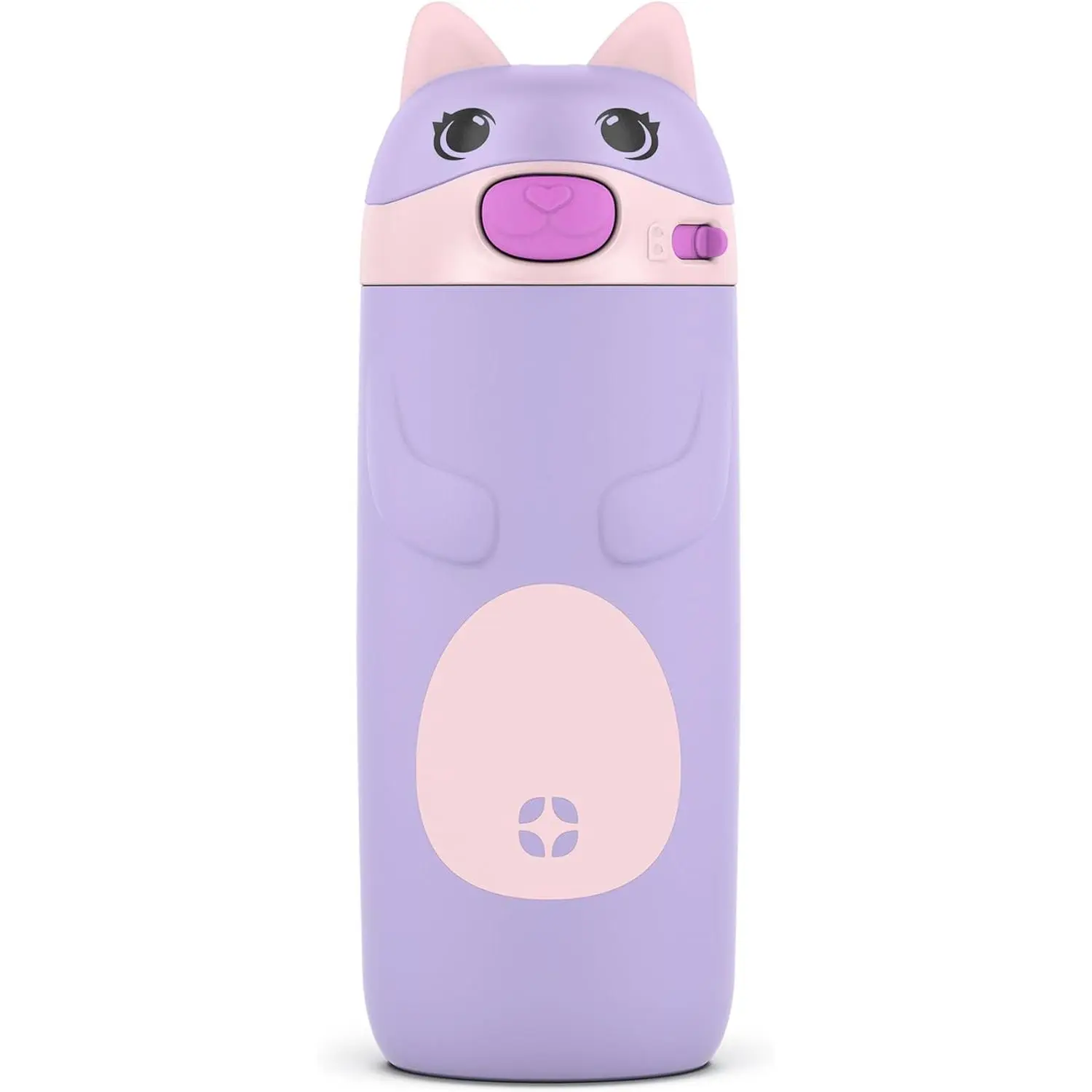 12oz Vacuum Insulated Stainless Steel Kids Water Bottle with Straw and Built-in Carrying Handle and Leak-Proof Locking Lid for School Backpack, Lunchbox and Outdoor Sports, Cat