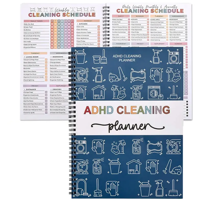 ADHD Cleaning Planner For Adults And Teens - Daily, Weekly & Monthly Cleaning Schedule & Checklist,Reusable Household Calendars Planners
