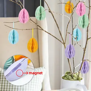 Magnetic Easter Egg Decoration, Honeycomb Ball Hanging Ornament, Window Display Decor, Reusable No-Adhesive, Holiday Decoration