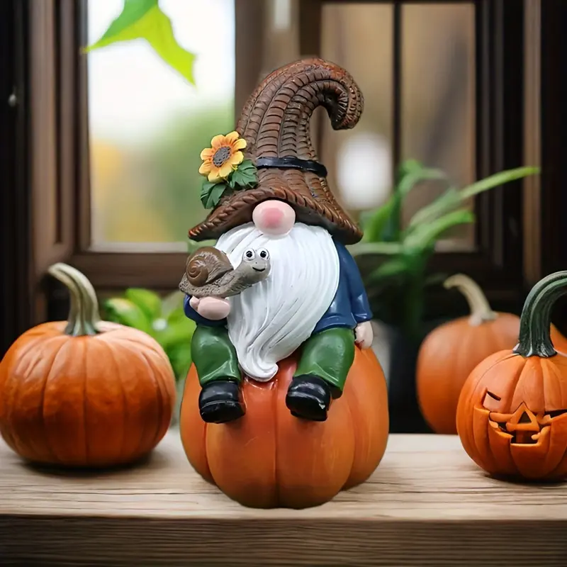 1pcs resin elf pumpkin statue decoration, holiday decoration, room decoration, Halloween, Thanksgiving, Christmas, harvest festival home decoration.