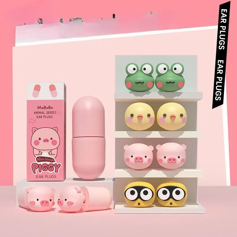1 Correct Cute Animal Slow Rebound Ear Plugs, Noise Reduction, Ultra Soft Foam, Noise Blocking, with Storage Box, Multi-Color, Sleep, Study, Work, Snoring Relief, Travel, Gentle Fit