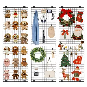 【DealsForYouDays】VEVOR 3 Packs Grid Wall Panels, 2x 6 ft Wire Grid Panels Display Rack, Wall-Mounted Art Display Shelf, Black Carbon Steel Wall Hanging Gridwall for Craft Show, Decoration, Storage, Notice Board
