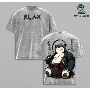 Snorlax Anime Mashup Shirt, One Piece Inspired Graphic Tee, Heavyweight Cotton Fan Gift