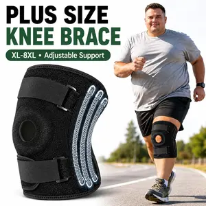 Plus Size Knee Brace XL-8XL, Extra Large Adjustable Knee Support with Patella Stabilizer, Compression Sport Knee Brace for Running Walking Gym, Patellar Knee Brace