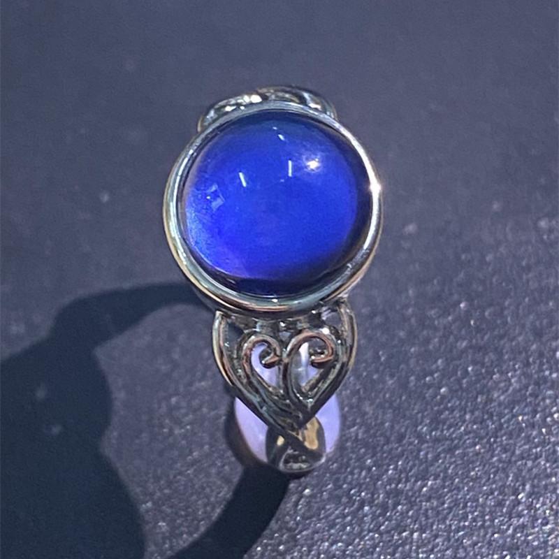 Mood Ring for Women - Temperature Sensitive Color Changing Stone Band, Vintage Adjustable Finger Ring, Unique Emotional Jewelry Gift for Her