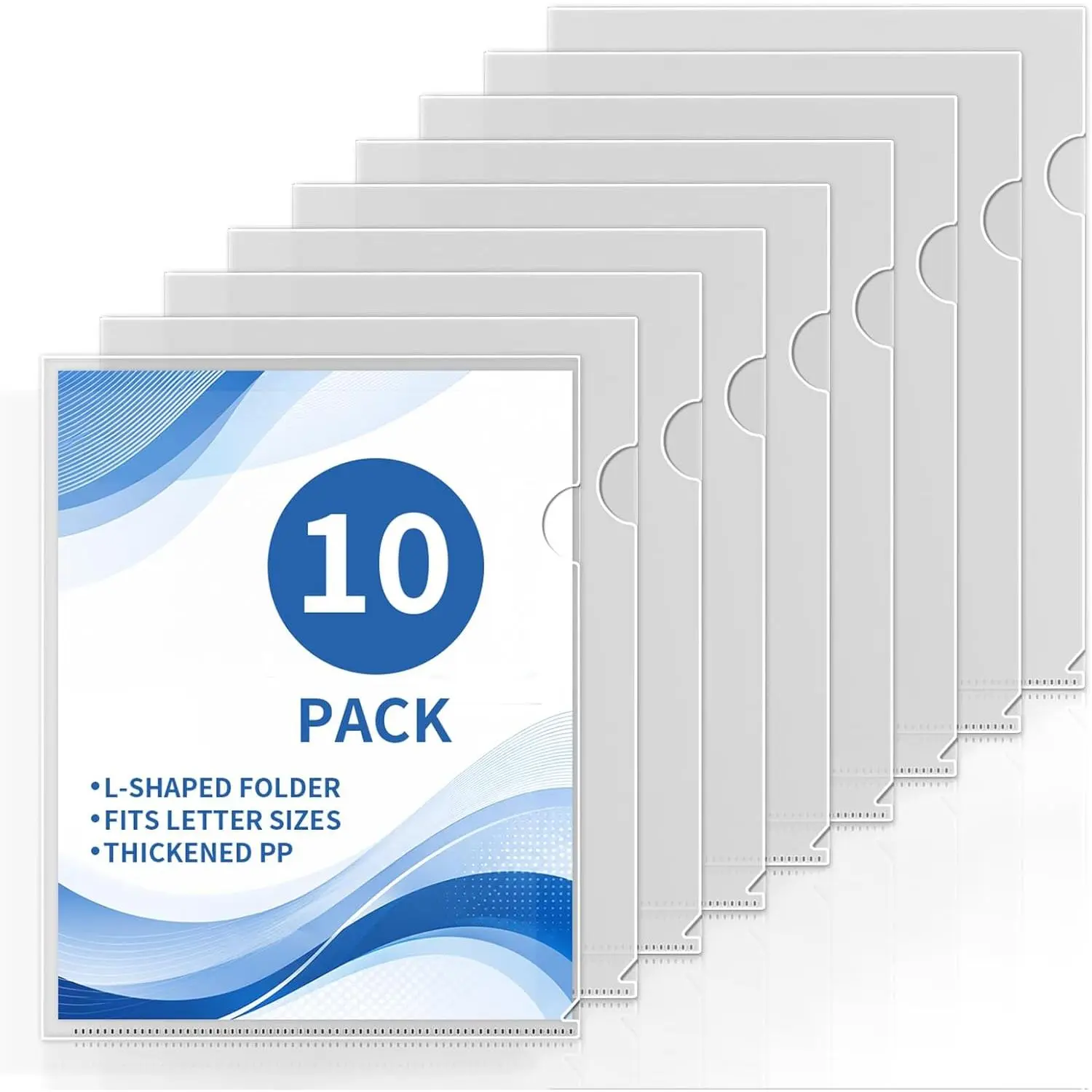 Clear L-Shaped File Folders, Letter Size Transparent Project Pockets, Heavy  Plastic Document Sleeves with Top & Side Opening, Clear Folder for School, Office, and  Organization (10)