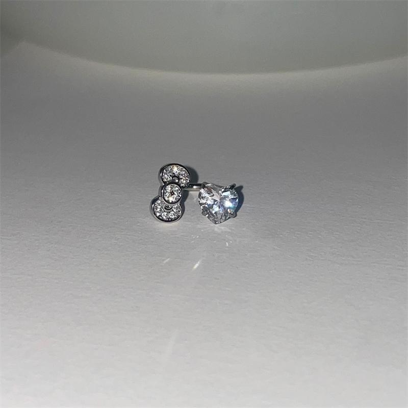Cute Bowknot Rhinestone 316L Stainless Steel Annular Ear Bone Nail Fashion Delicate Zircon Earring for Women Y2K Punk Jewelry