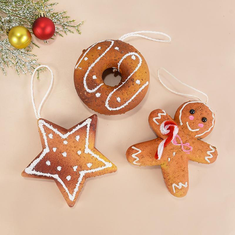 1/6Pcs Christmas Tree Hanging Ornaments Foam Ball Snowflake Gingerbread Man Pendant Christmas Decorations For Home New Year 2025