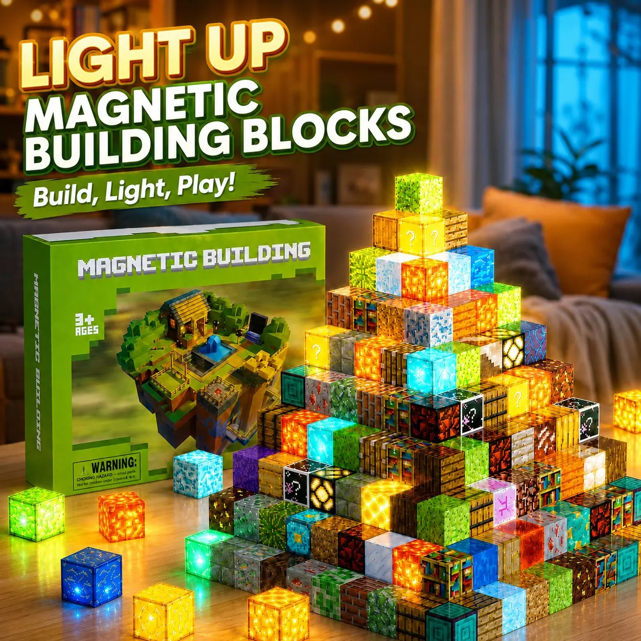 300pcs/500pcs Magnetic Building Blocks, Kids Educational Toys, Creative Pixel World, Stem DIY Kit, Gift for Boys Girls