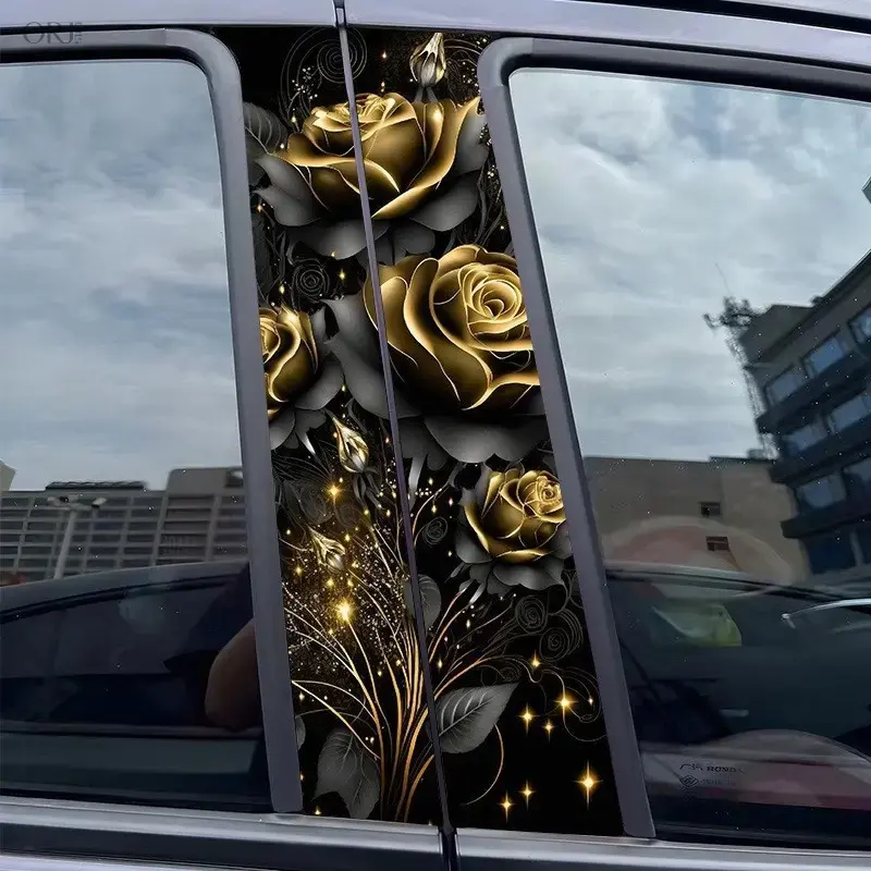 Black Rose Decorative Floral Charm - Car B-Pillar Center Pillar Window Trim Sticker, Anti-Scratch DIY Fashion Accessory for Bags, Car Accessories for Vehicles, Includes Shipping Fee, summerwins, brooklyn,stainless,steel,cuban chain,ste,,gold-plated,brass,