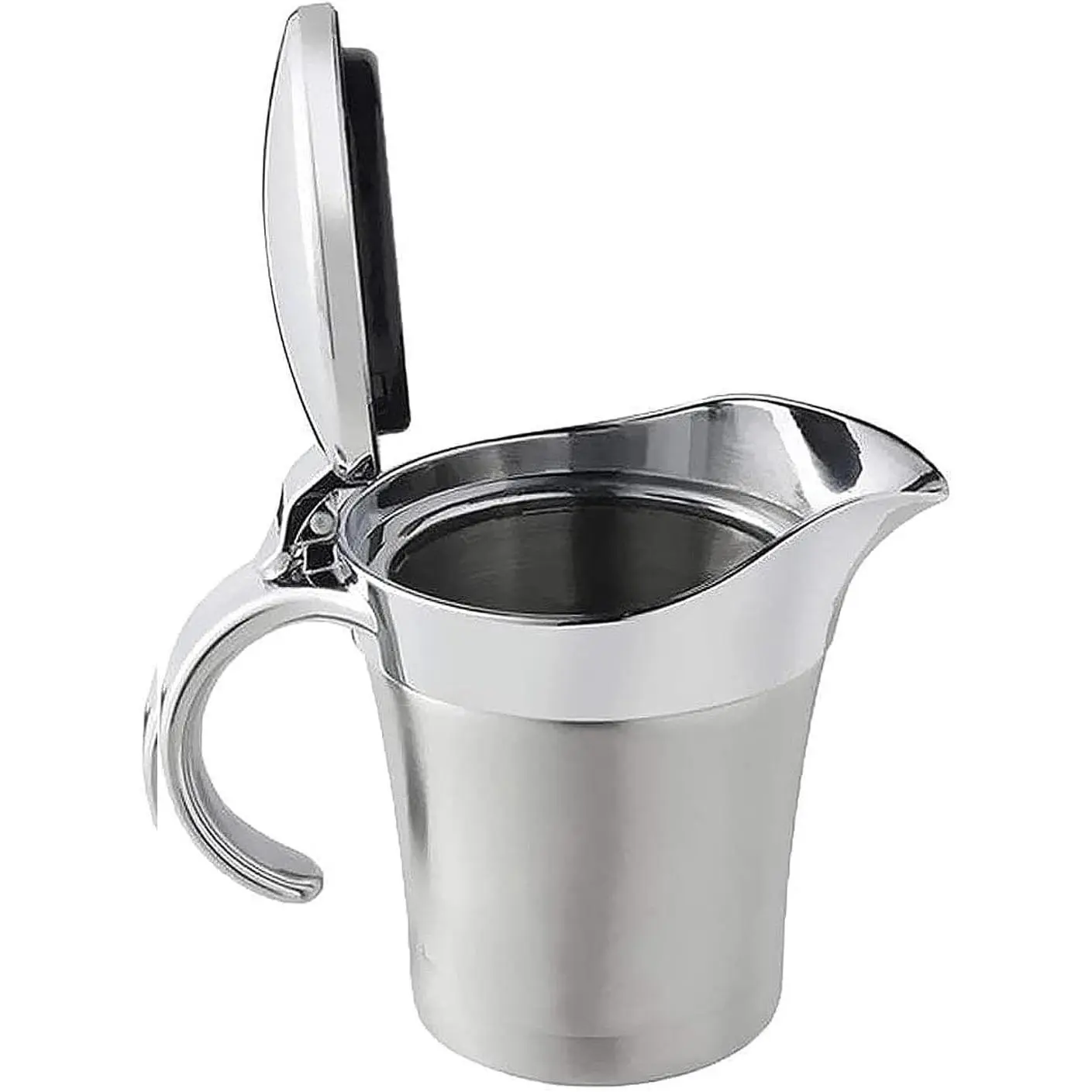 Double Insulated Gravy Boat, Stainless Steel Sauce Jug with Hinged Lid for Kitchen Restaurant Gravy & Sauce Serving