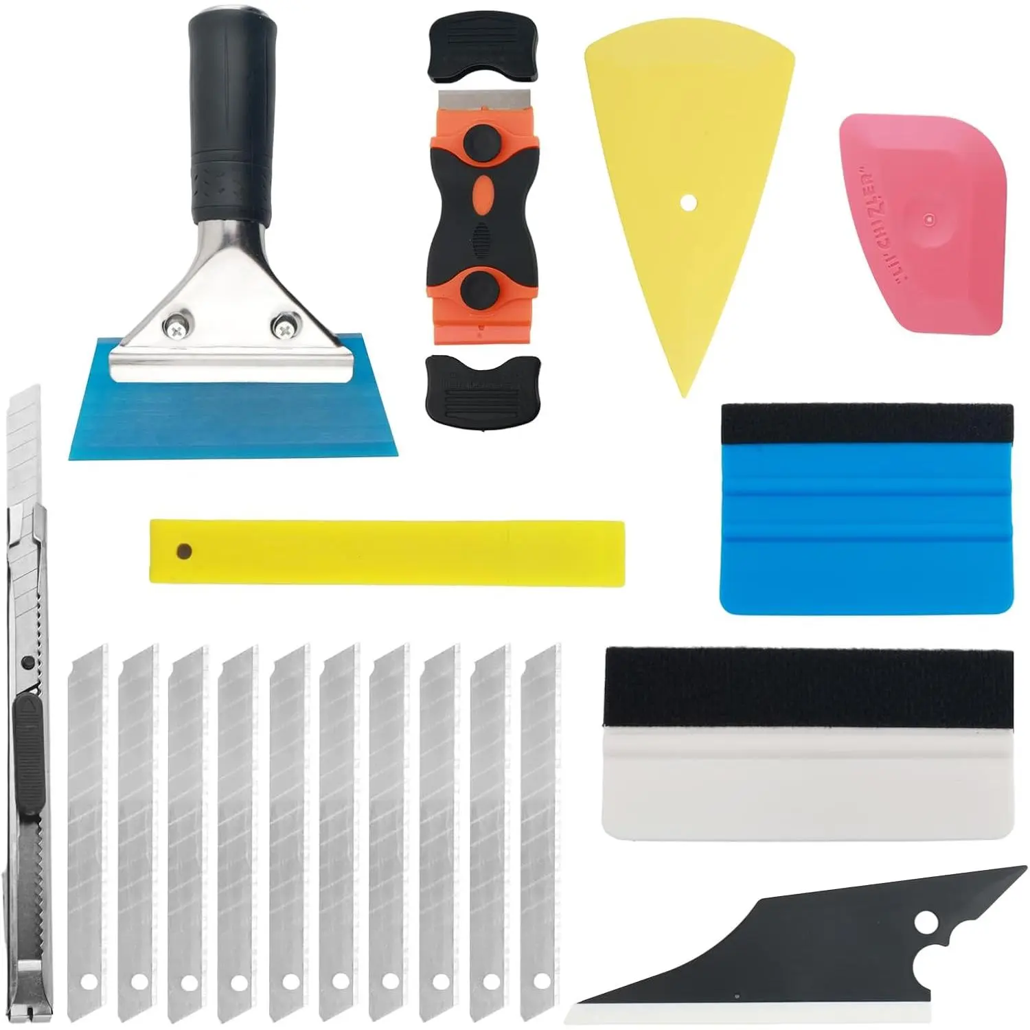 18 count  Window Tint Kit,Multi-Purpose Window Tint  Kit Includes Vinyl Scraper/Felt / with ,Professtional Automotive Tools Windows Tints Kits for