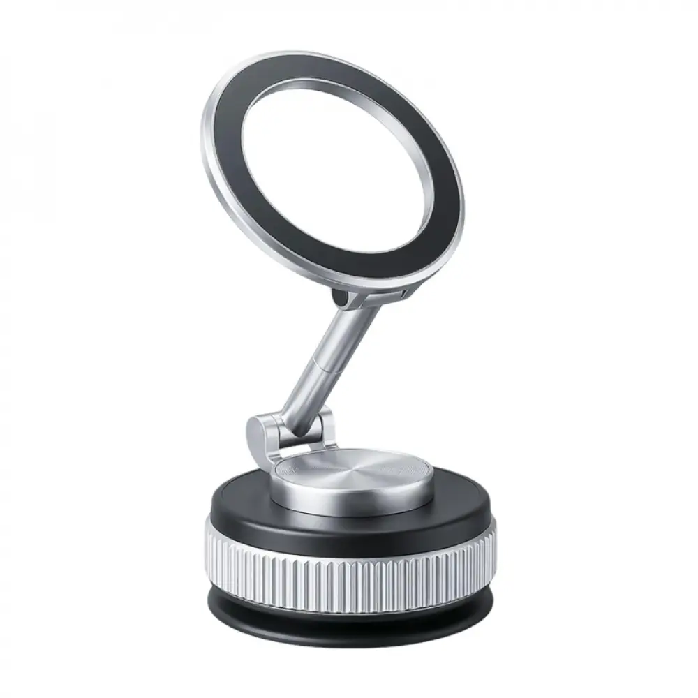 Metal Magnetic Car Phone Holder| Dual Insurance of Vacuum + Adhesive| 360° Rotation Without Dead Angle| Magnetic Ring Included‌(for iPhone & Android) (Metal Gray)