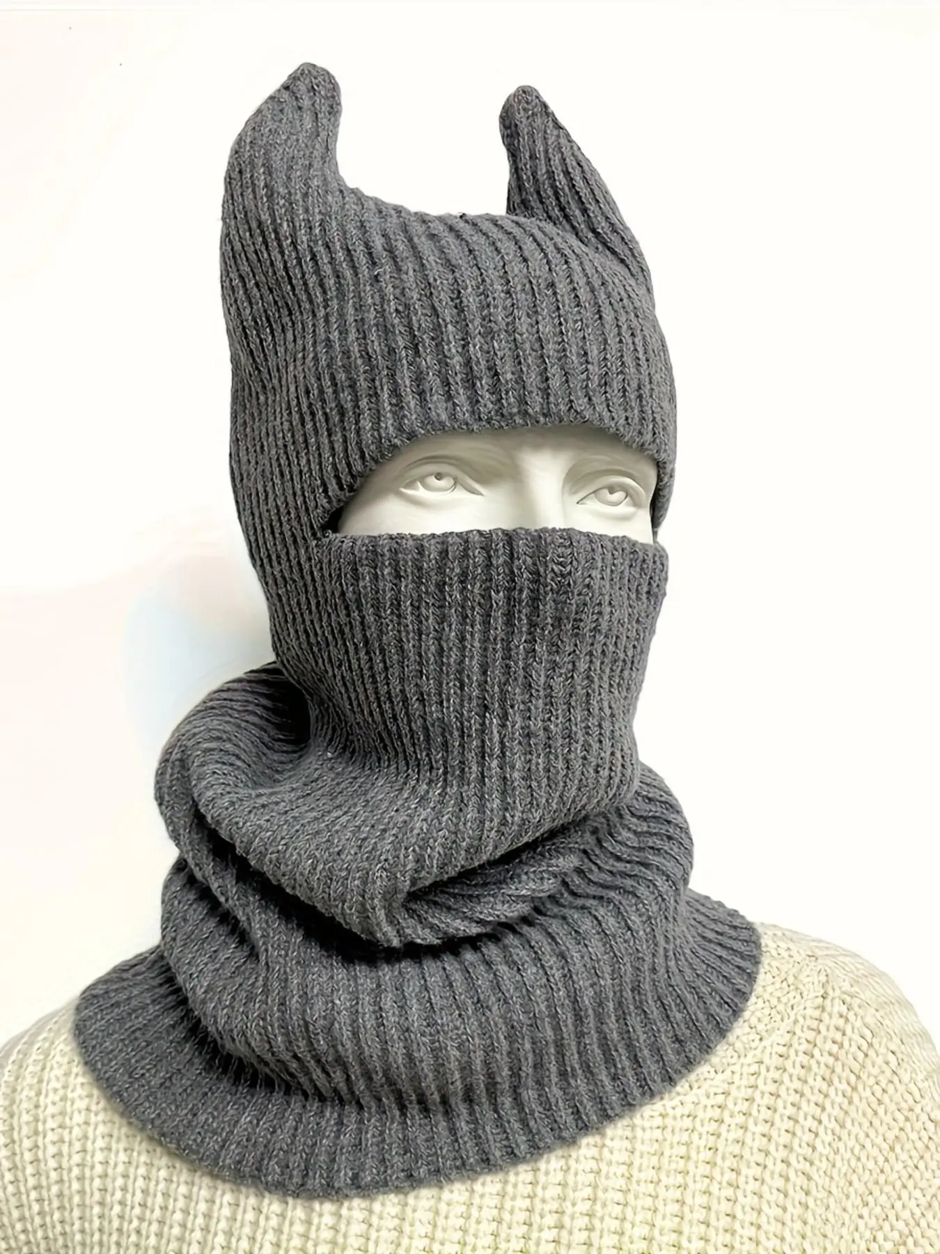 Autumn Winter Novelty Knit Beanie, Comfortable Warm Solid Color Hat, Street Style Cool Accessory, Perfect Halloween Christmas Gift