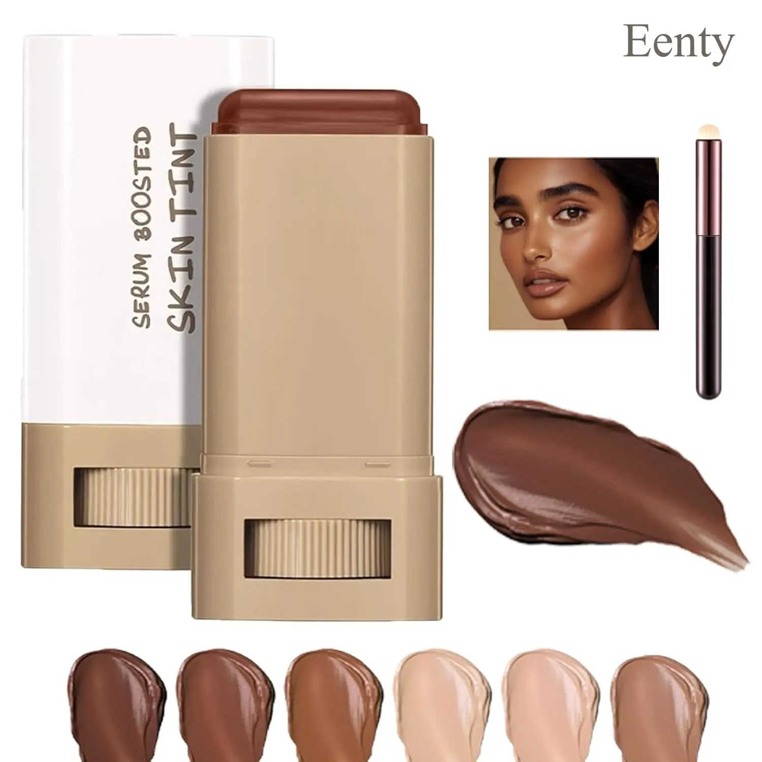 Black Women's Eenty Beauty Balm Serum Skin Tint - 50g Hydrating Solid Face Stick, Longwear Oil Control Makeup, Natural Finish Concealer for All Skin (1#), Cream Stick, Long Wear, Medium Coverage, Cosmetic, Hydrate, Foundation