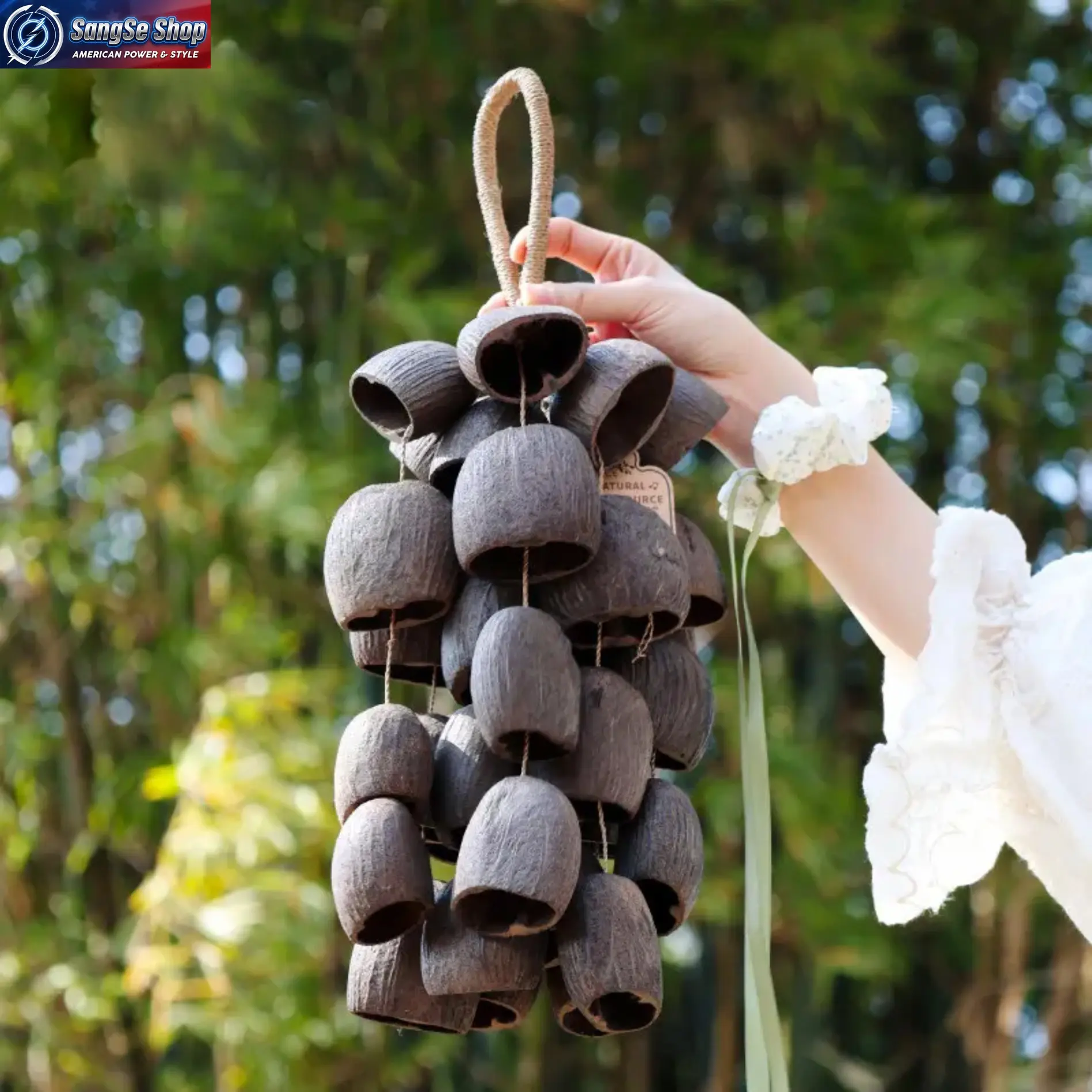 Natural Seed Pod Hand Bell Bag Charm, ASMR Sound Healing Shaker Pendant, Handmade Boho Meditation Wind Chime, Mini Portable Stress Relief Accessory, Calming White Noise Bag Decor for Yoga, Mindfulness, Daily Carry & Holiday Gift