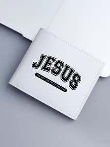 Jesus Pattern PU Leather Wallet, Men's Fashion Ultra-Thin Credit Card Holder, Zippered Coin Pocket, Small Wallet, Dollar Bill Sleeve