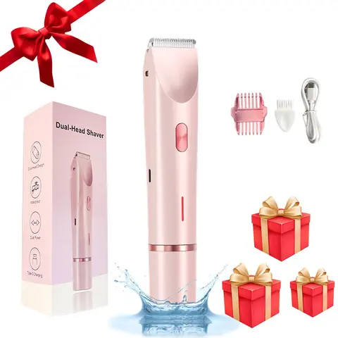 Electric Hair Removal Tool, 1 Box 2-in-1 Double Head Waterproof High Quality Trimmer Epilators, Wet & Dry Use Hair Removal Tool for Underarm, Leg, Arm, Body, Epilator Hair Remover, Body Hair Shaver, Body Groomer Shaver