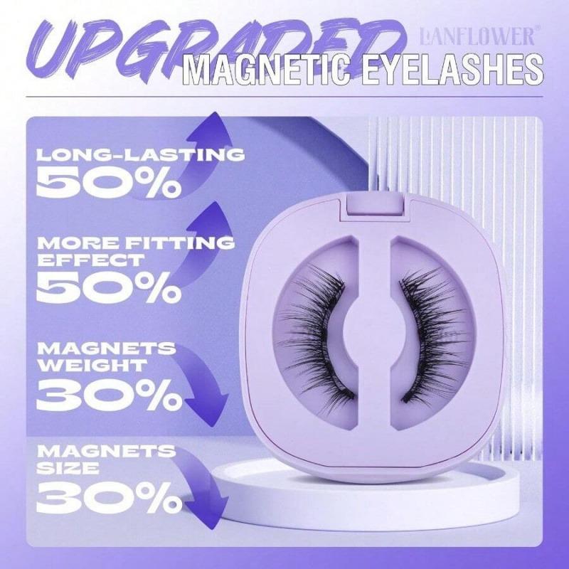 Soft Magnetic Eyelashes, Dual Magnetic False Eyelashes without Eyeliner, Extensions, Waterproof, Reusable, Glue-Free, Eyeliner-Free Makeup Cosmetic,Natural Look
