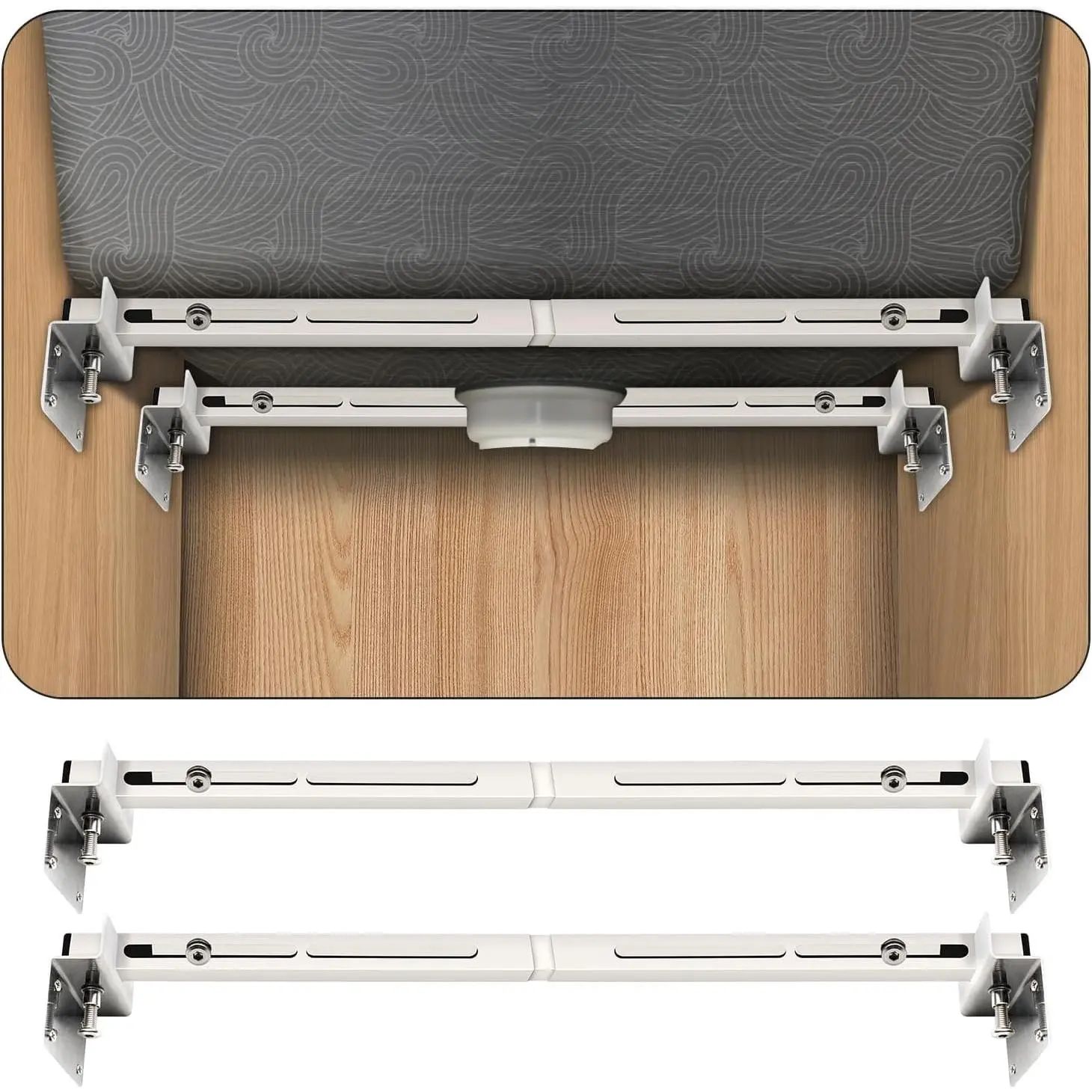 2-Pack Upgraded Undermount Sink Bracket, Undermount Sink Support Kit Telescopic Length 20"-55", Stainless Steel Adjustable Support Pole for Kitchen Small Sink