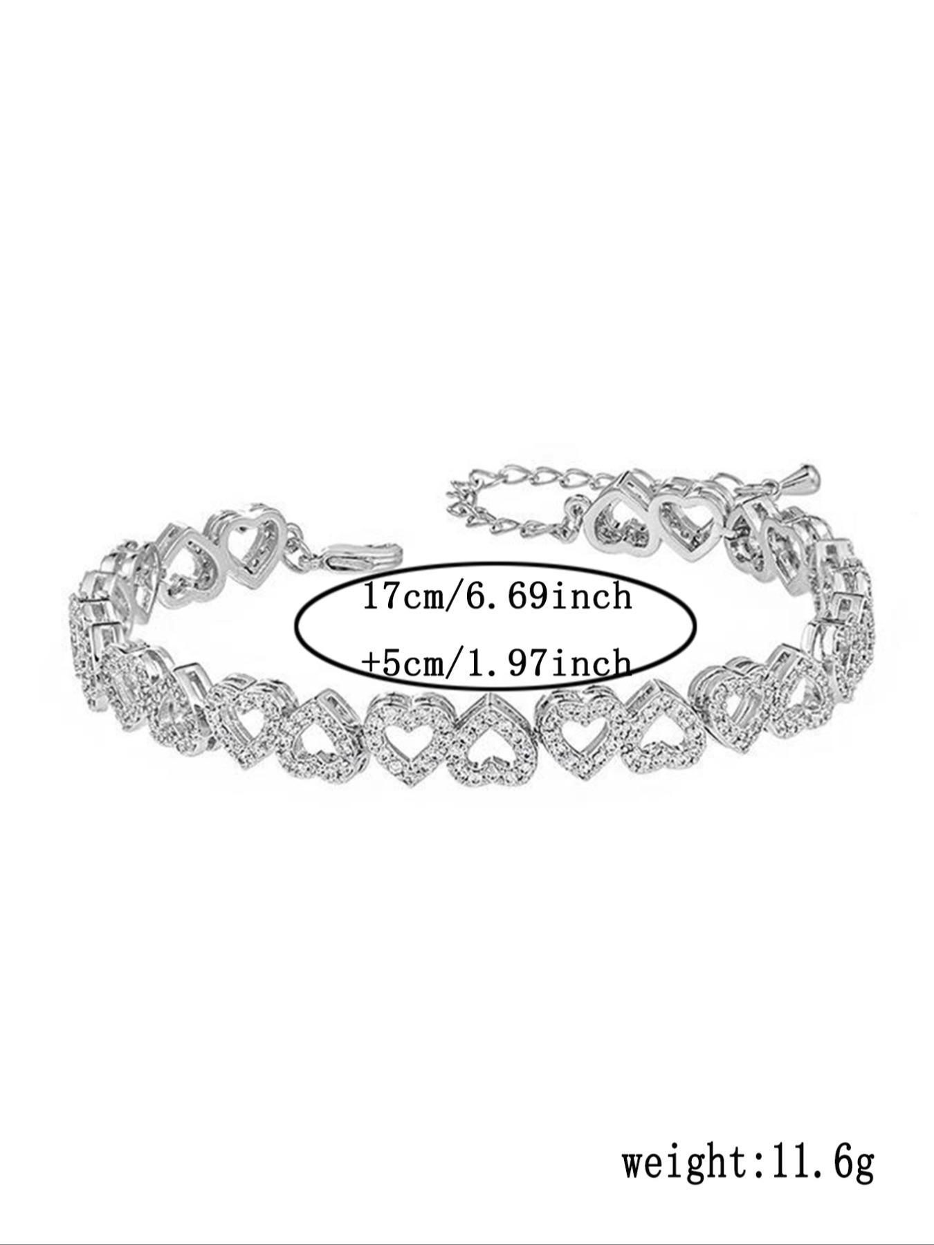Women's Rhinestone Decorated Hollow Out Heart Design Cuff Bangle, Cuff Bangles Bracelets, Exquisite Minimalist Bangle, Jewelry As Gift, Matching Bracelet, for Fall, Heart Shaped Bracelet