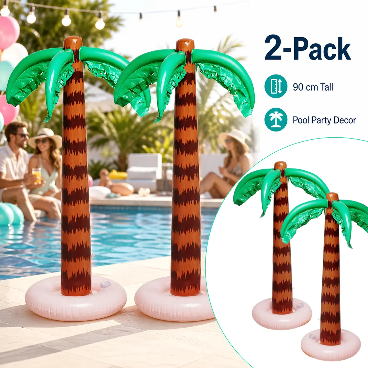 2pcs Inflatable Coconut Tree Toy, Party Photo Prop, Inflatable Palm Tree Decorations Large Coconut Tree, Summer Pool & Hawaiian Party Beach Backdrop Accessories
