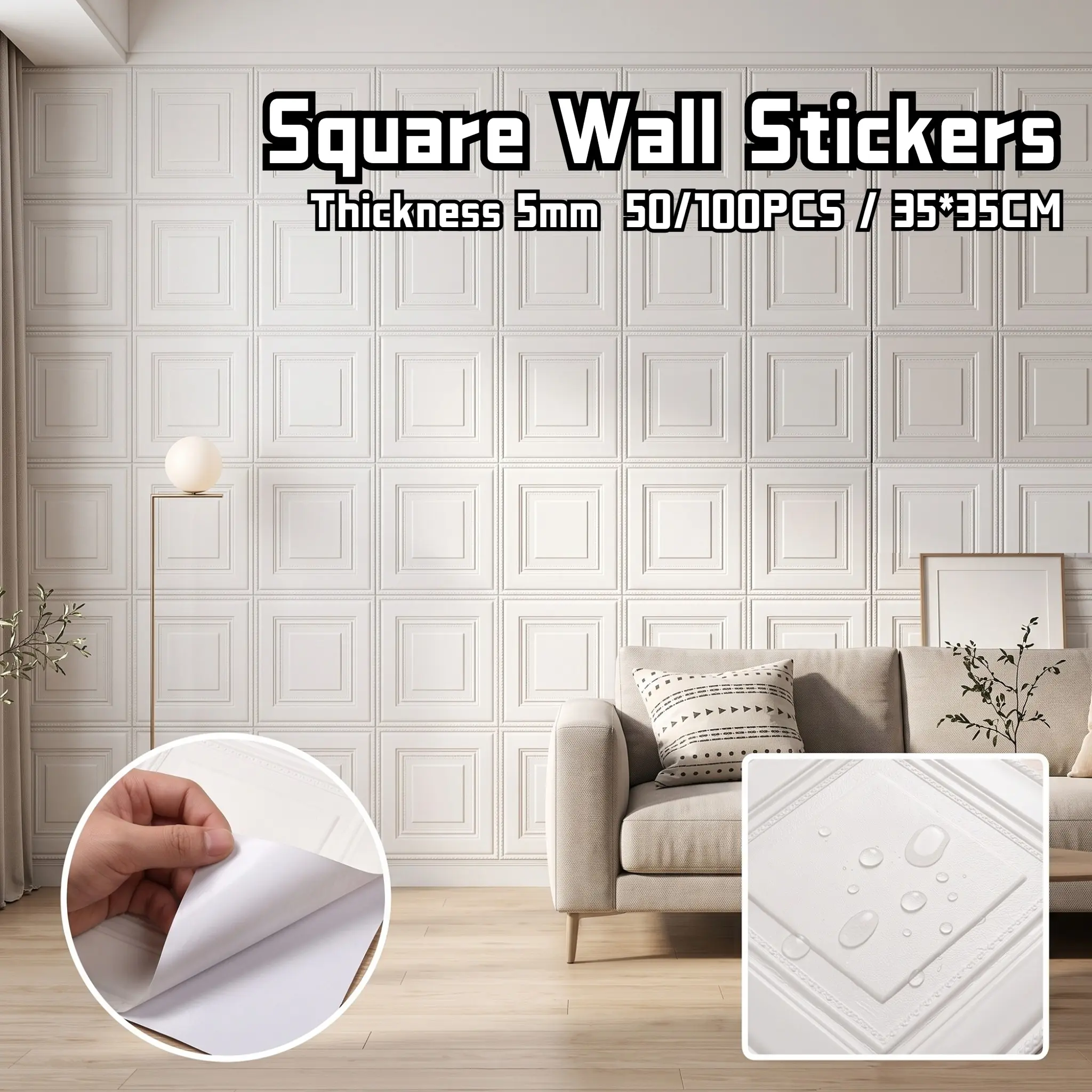 50/100pcs 3D Stereoscopic Self-Adhesive Wallpapers, Thickness 5mm - Waterproof, Stain-Resistant, Easy to Clean - Suitable for Bedroom, Living Room, Dining Room, Background Wall, Ceiling, Wall Decoration - Easy to Install