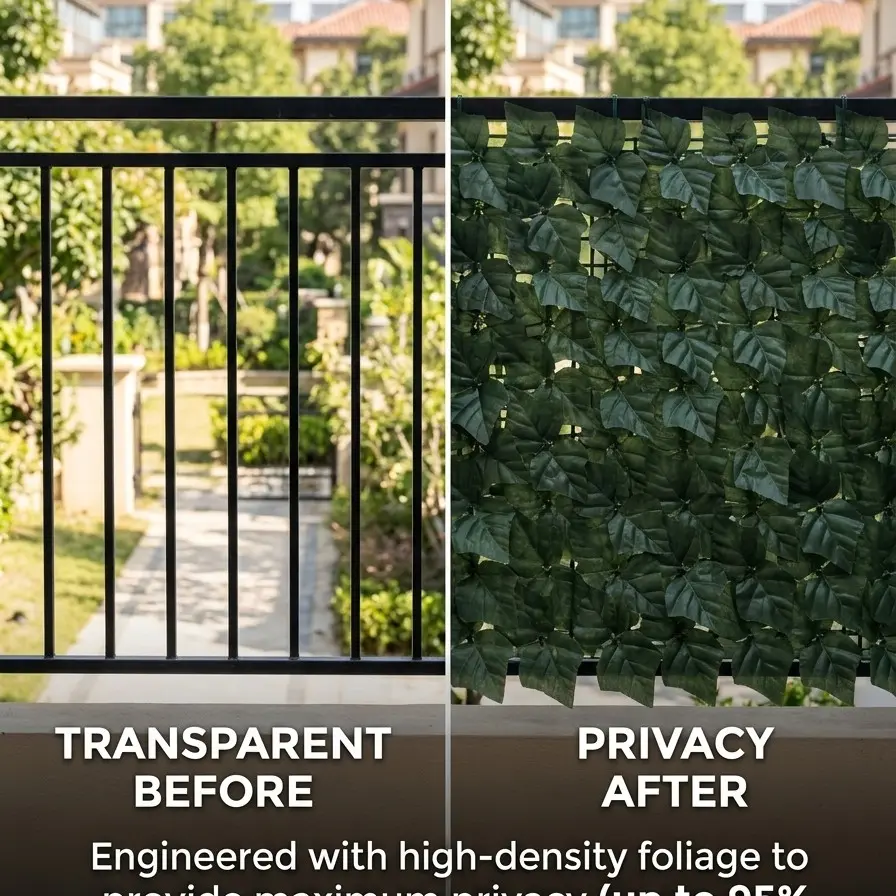 Light Artificial Leaf Privacy Fence Screen, Decorative Fencing Panel, 100x50cm High Density Fake Greenery, Expandable Hedge Panel for Garden Balcony Patio, Free Cable Ties, Decorative Fences