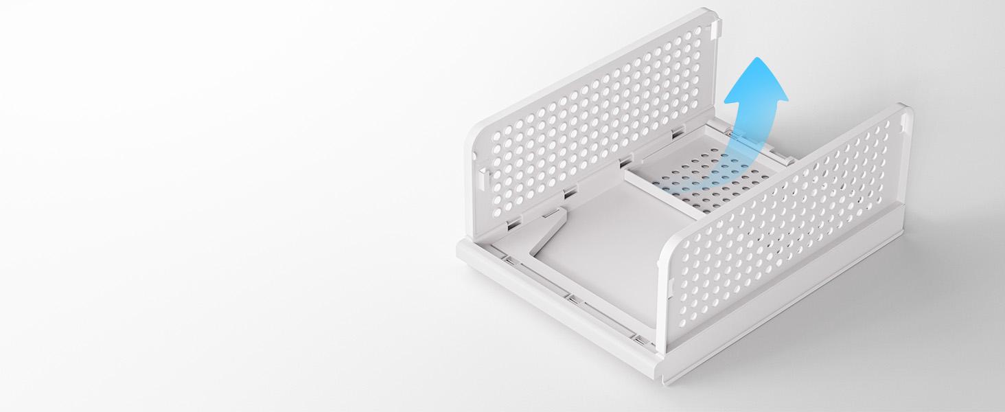 7CODE 20-Pack Plastic Stackable Closet Storage Basket, Foldable Multifunctional Home Organizing Organizer for Bathroom, Kitchen, Space-Saving Clothes Drawer Storage, White