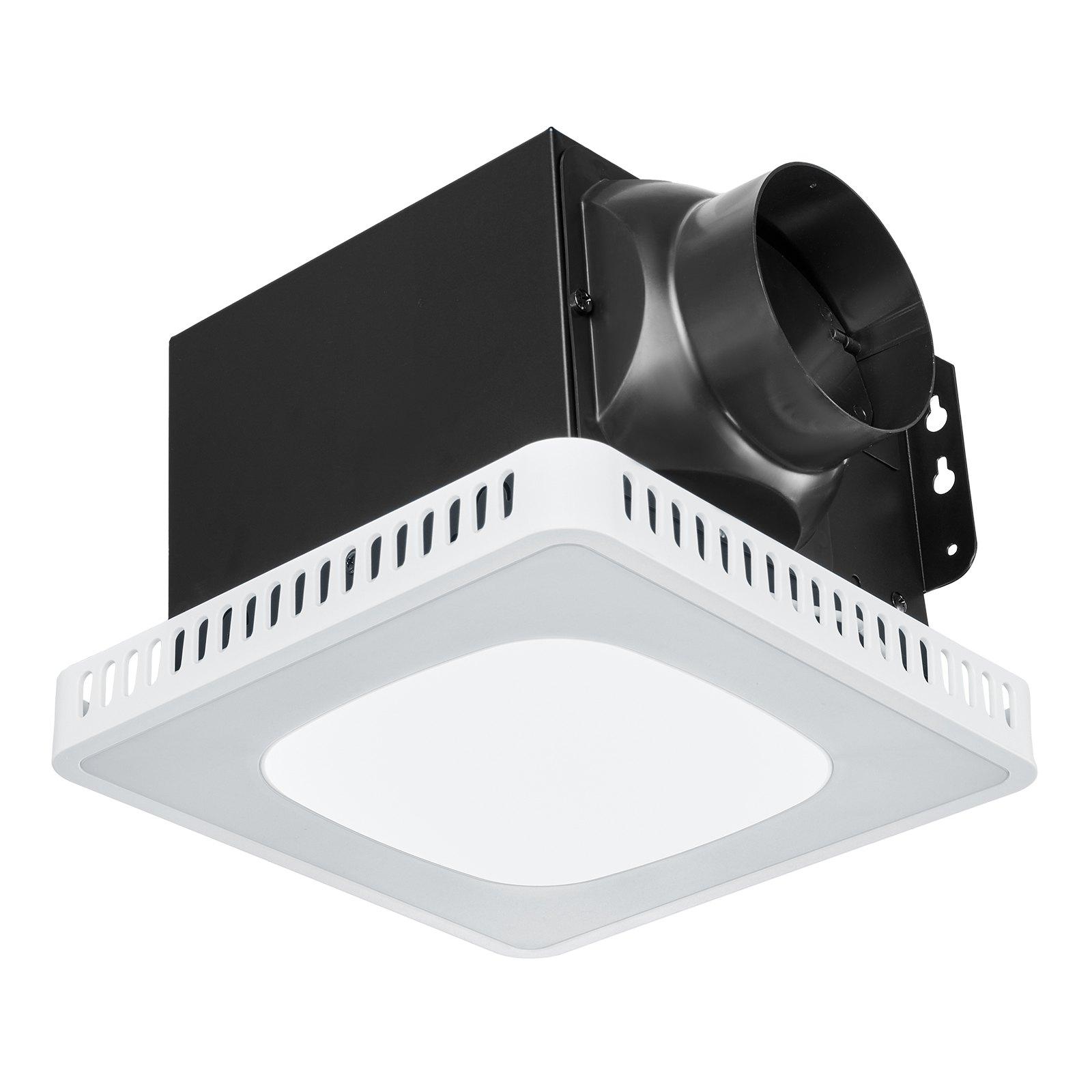 VEVOR Bathroom Exhaust Fan, 80-110-130 CFM Bathroom Vent with Seven Colors RGB Lights, 1.5 Sones Low-Noise, Premium DC Motor Ceiling Fan for KTV Laundry Room, Storage Room, Ventilation, White